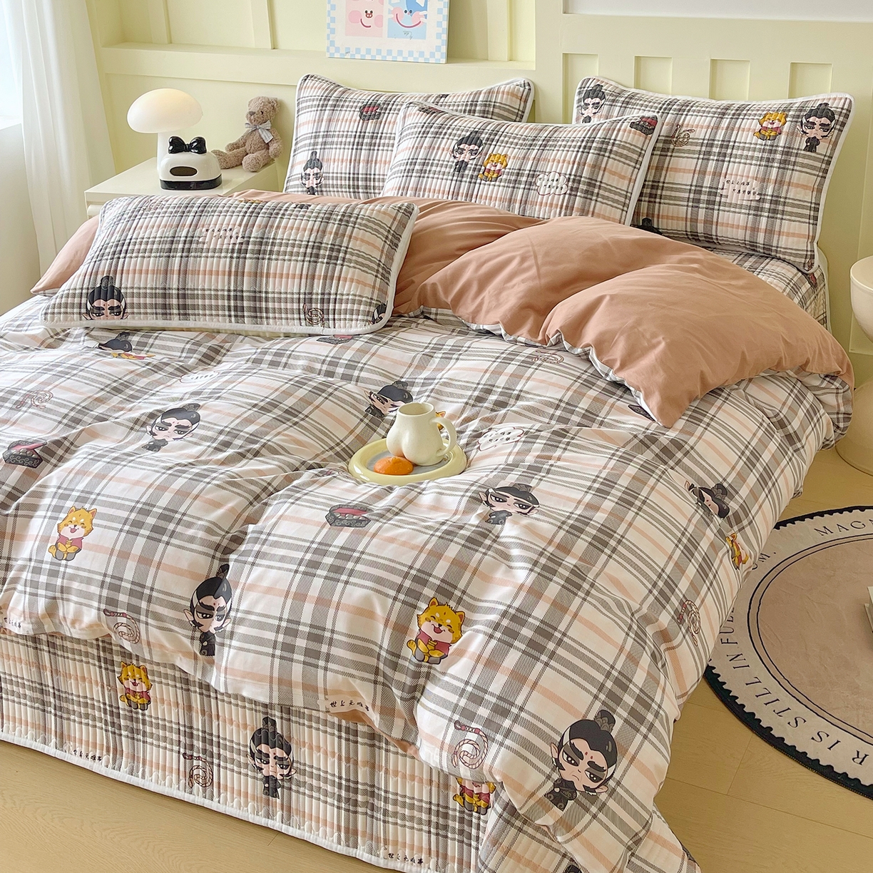 91家纺网 家纺一手货源 找家纺 金鑫汇家纺2025新款A类全棉印花床盖四件套 无畏申公豹·咖