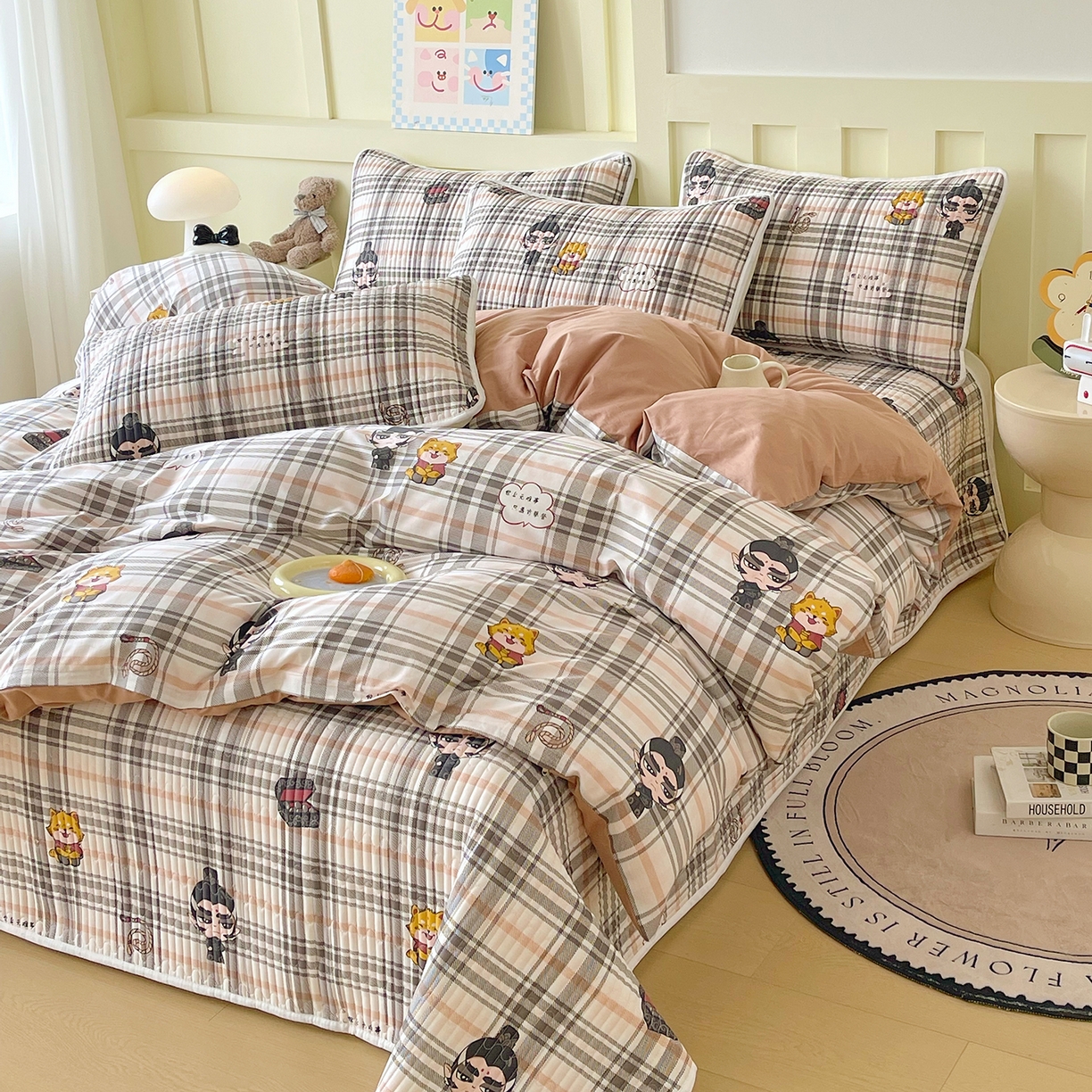 91家纺网 家纺一手货源 找家纺 金鑫汇家纺2025新款A类全棉印花床盖四件套 无畏申公豹·咖