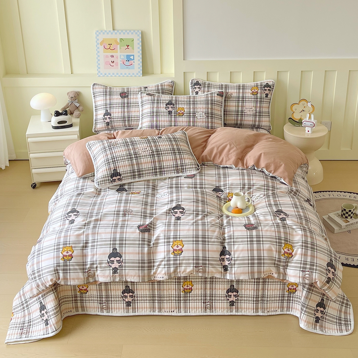 91家纺网 家纺一手货源 找家纺 金鑫汇家纺2025新款A类全棉印花床盖四件套 无畏申公豹·咖