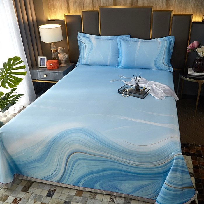 91家纺网 家纺一手货源 找家纺 威克凯丽 2025新款定位款竹语天丝软凉席三件套 北城