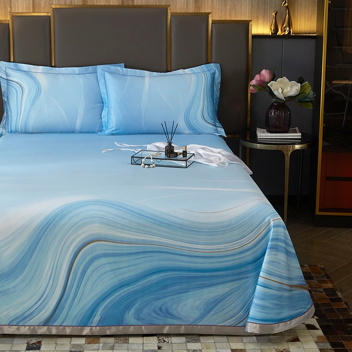 91家纺网 家纺一手货源 找家纺 威克凯丽 2025新款定位款竹语天丝软凉席三件套 北城