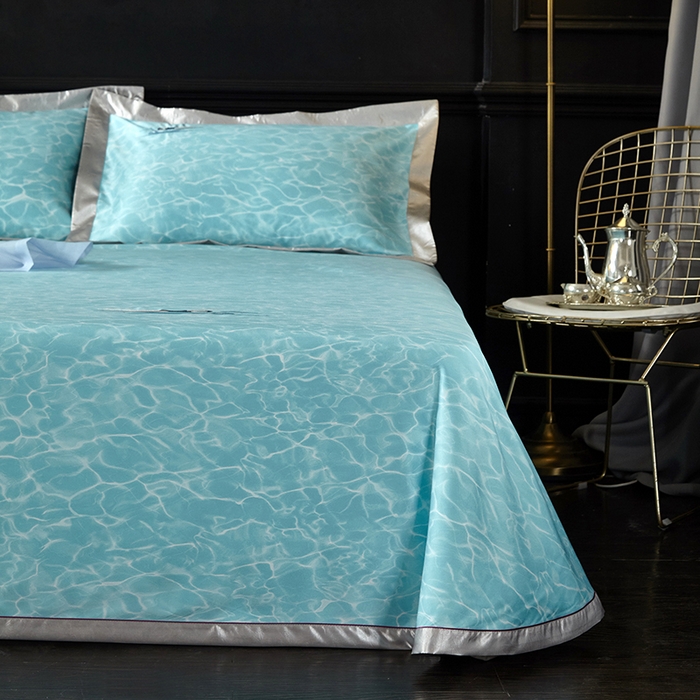 91家纺网 家纺一手货源 找家纺 威克凯丽 2025新款定位款竹语天丝软凉席三件套 碧波荡漾