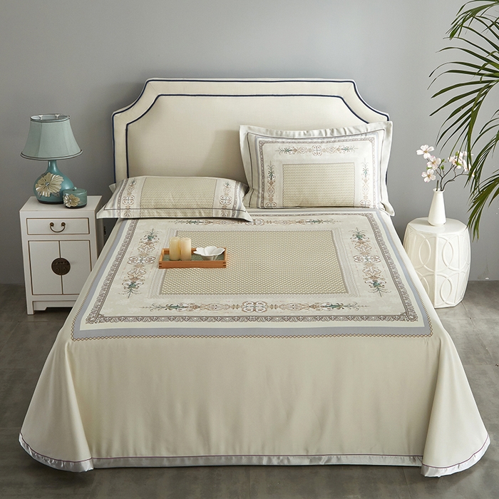 91家纺网 家纺一手货源 找家纺 威克凯丽 2025新款定位款竹语天丝软凉席三件套 朝花夕拾