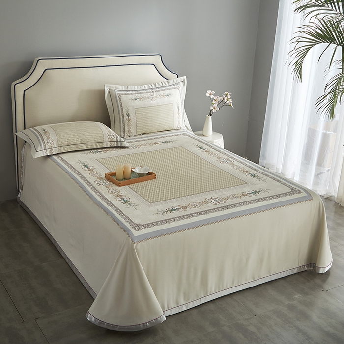 91家纺网 家纺一手货源 找家纺 威克凯丽 2025新款定位款竹语天丝软凉席三件套 朝花夕拾