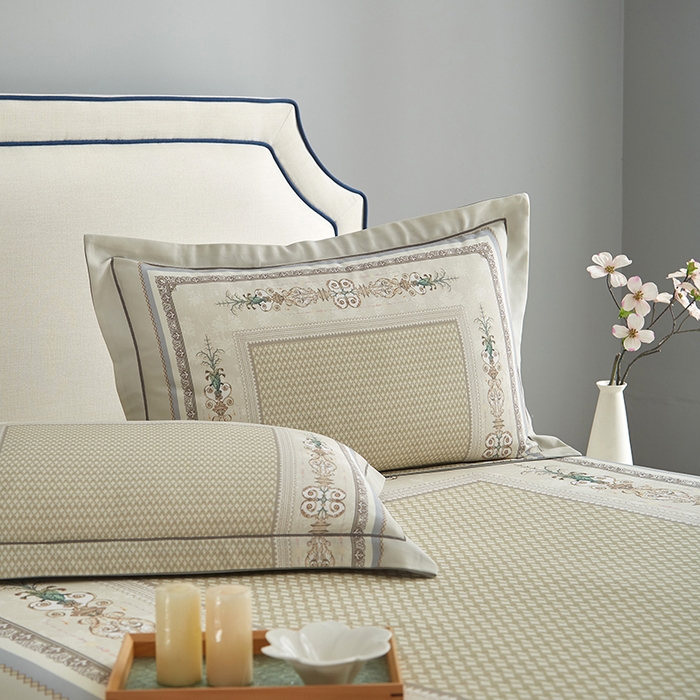 91家纺网 家纺一手货源 找家纺 威克凯丽 2025新款定位款竹语天丝软凉席三件套 朝花夕拾