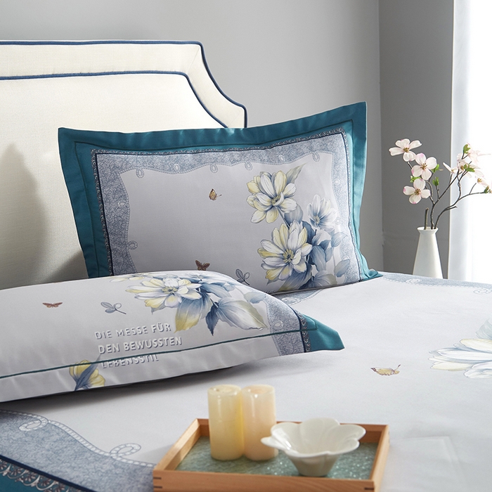 91家纺网 家纺一手货源 找家纺 威克凯丽 2025新款定位款竹语天丝软凉席三件套 繁花梦语-绿