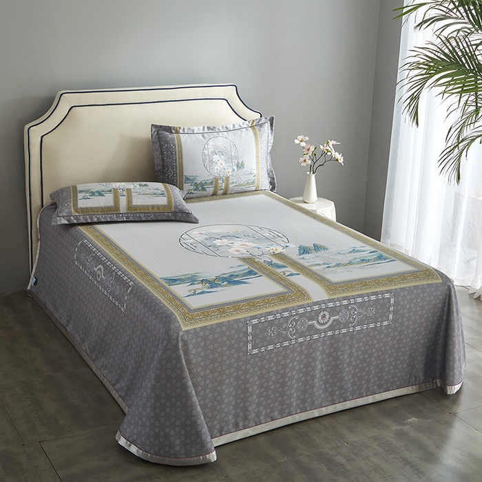 91家纺网 家纺一手货源 找家纺 威克凯丽 2025新款定位款竹语天丝软凉席三件套 国韵