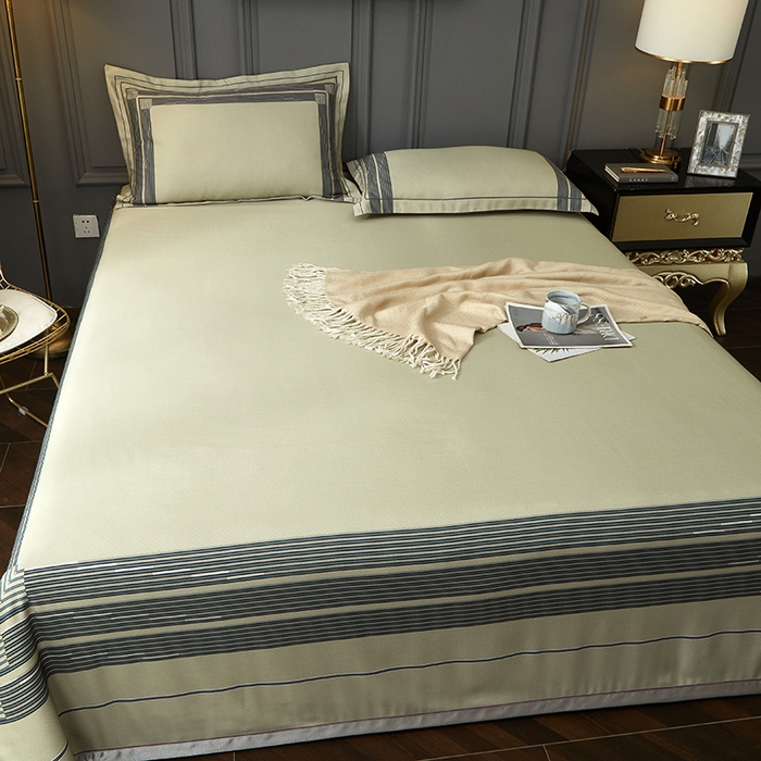 91家纺网 家纺一手货源 找家纺 威克凯丽 2025新款定位款竹语天丝软凉席三件套 凯瑞斯