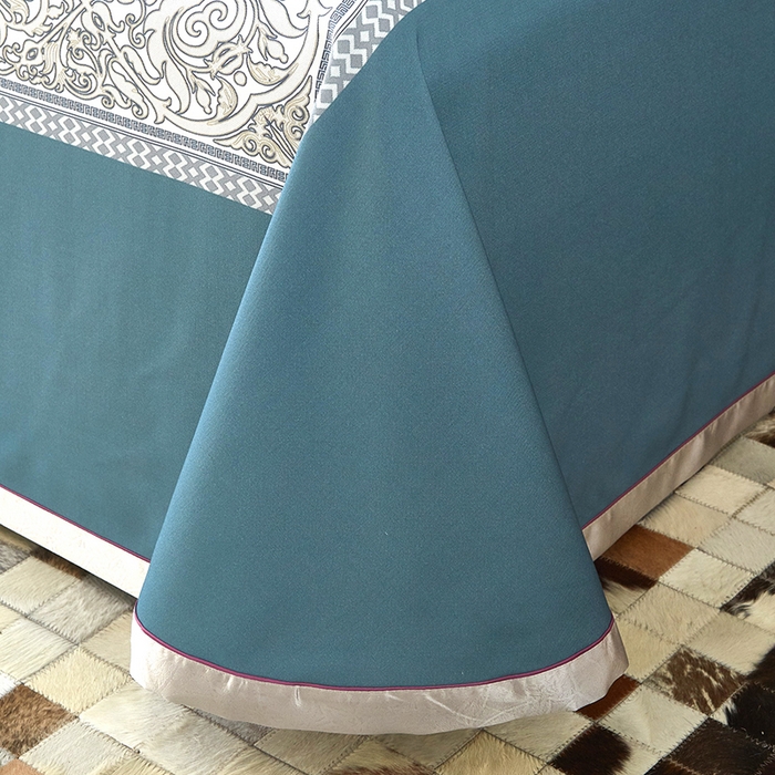 91家纺网 家纺一手货源 找家纺 威克凯丽 2025新款定位款竹语天丝软凉席三件套 漫步田园-海蓝