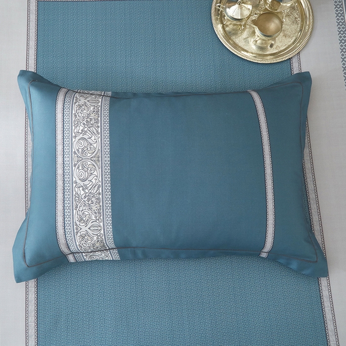 91家纺网 家纺一手货源 找家纺 威克凯丽 2025新款定位款竹语天丝软凉席三件套 漫步田园-海蓝