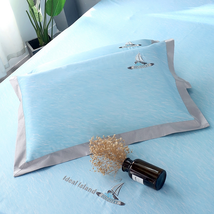 91家纺网 家纺一手货源 找家纺 威克凯丽 2025新款定位款竹语天丝软凉席三件套 水天一色