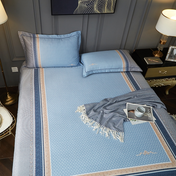 91家纺网 家纺一手货源 找家纺 威克凯丽 2025新款定位款竹语天丝软凉席三件套 特洛伊