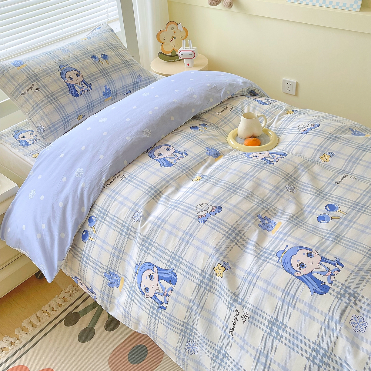 91家纺网 家纺一手货源 找家纺 （总）金鑫汇家纺2025新款A类宿舍全棉印花床盖三件套