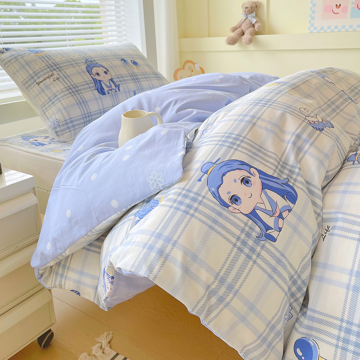 91家纺网 家纺一手货源 找家纺 （总）金鑫汇家纺2025新款A类宿舍全棉印花床盖三件套