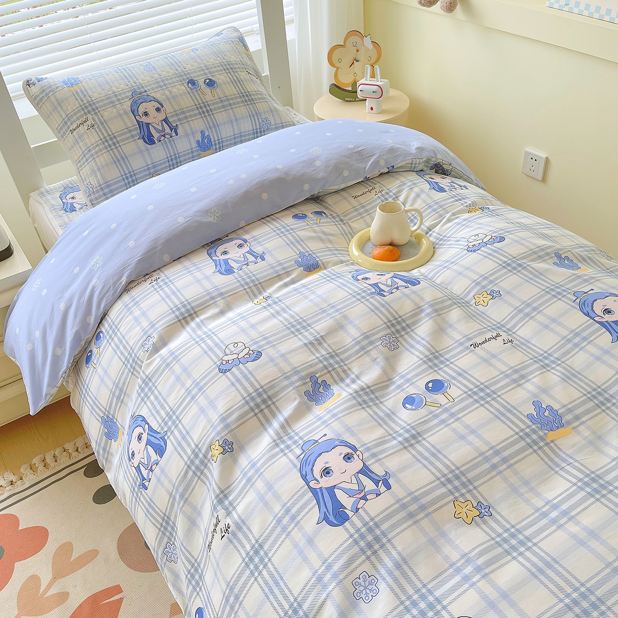 91家纺网 家纺一手货源 找家纺 （总）金鑫汇家纺2025新款A类宿舍全棉印花床盖三件套