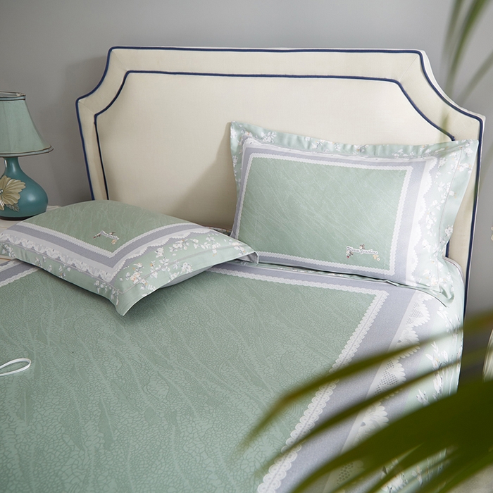 91家纺网 家纺一手货源 找家纺 威克凯丽 2025新款定位款竹语天丝软凉席三件套 夏沫-绿