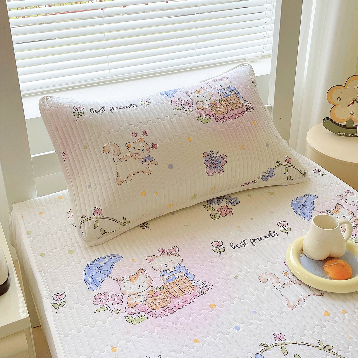 91家纺网 家纺一手货源 找家纺 金鑫汇家纺2025新款A类宿舍全棉印花床盖三件套 喵喵日记