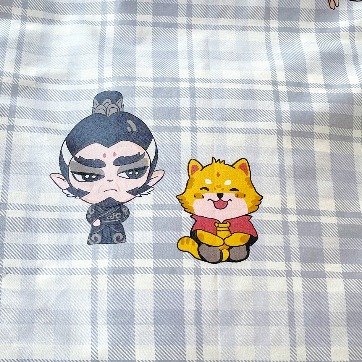 91家纺网 家纺一手货源 找家纺 金鑫汇家纺2025新款A类宿舍全棉印花床盖三件套 无畏申公豹·灰