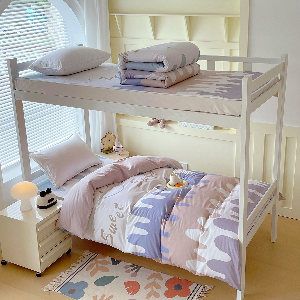 91家纺网 家纺一手货源 找家纺 （总）金鑫汇家纺2025新款全棉纯棉宿舍印花学生宿舍上下铺三件套单被套