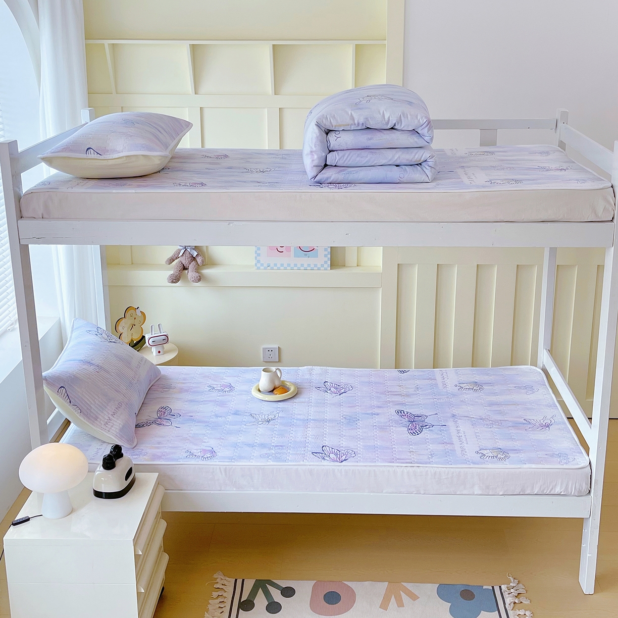 91家纺网 家纺一手货源 找家纺 金鑫汇家纺2025新款A类全棉学生宿舍床盖系列单品 梦蝶