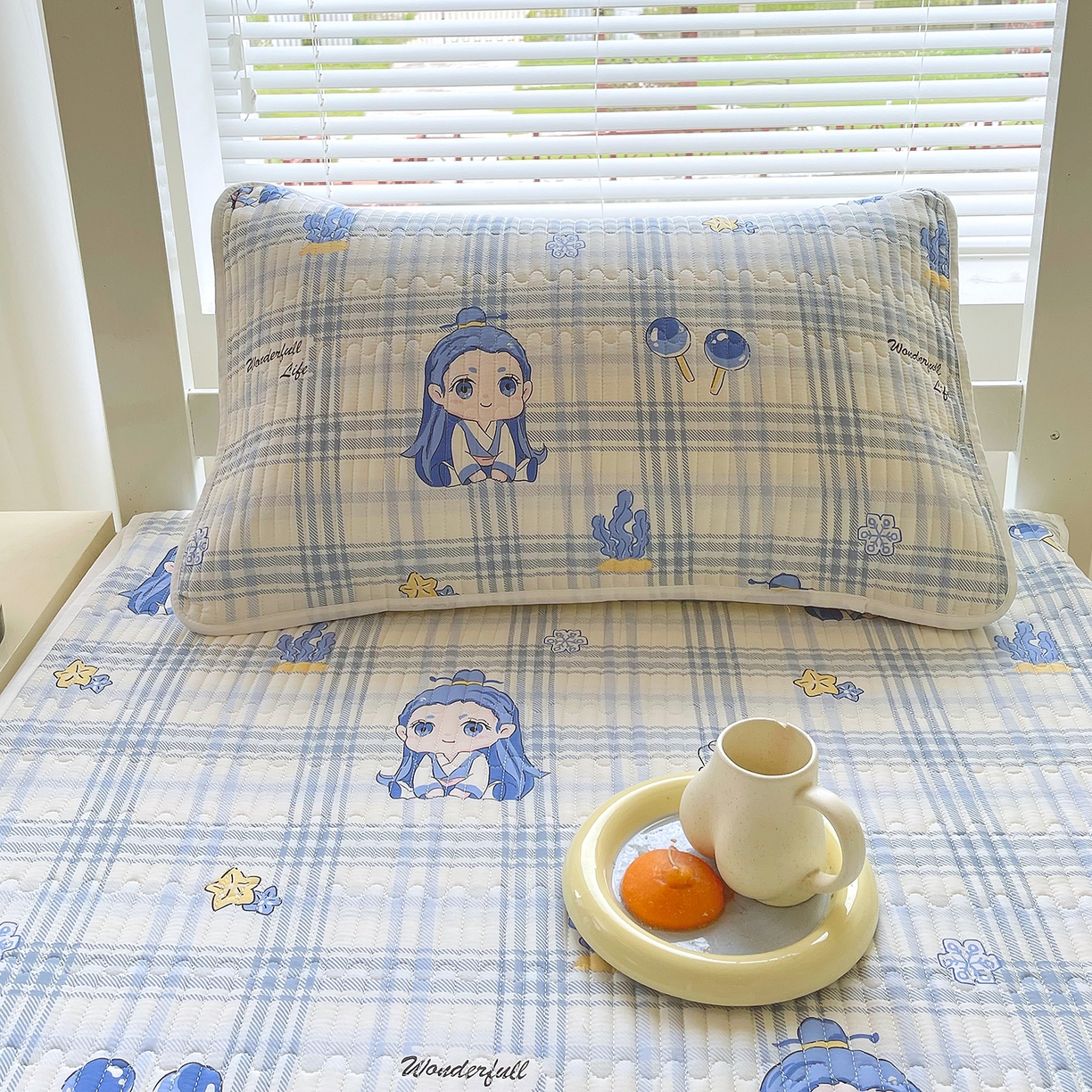 91家纺网 家纺一手货源 找家纺 金鑫汇家纺2025新款A类全棉学生宿舍床盖系列单品 谦逊敖丙