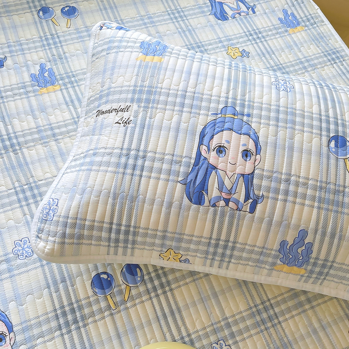 91家纺网 家纺一手货源 找家纺 金鑫汇家纺2025新款A类全棉学生宿舍床盖系列单品 谦逊敖丙