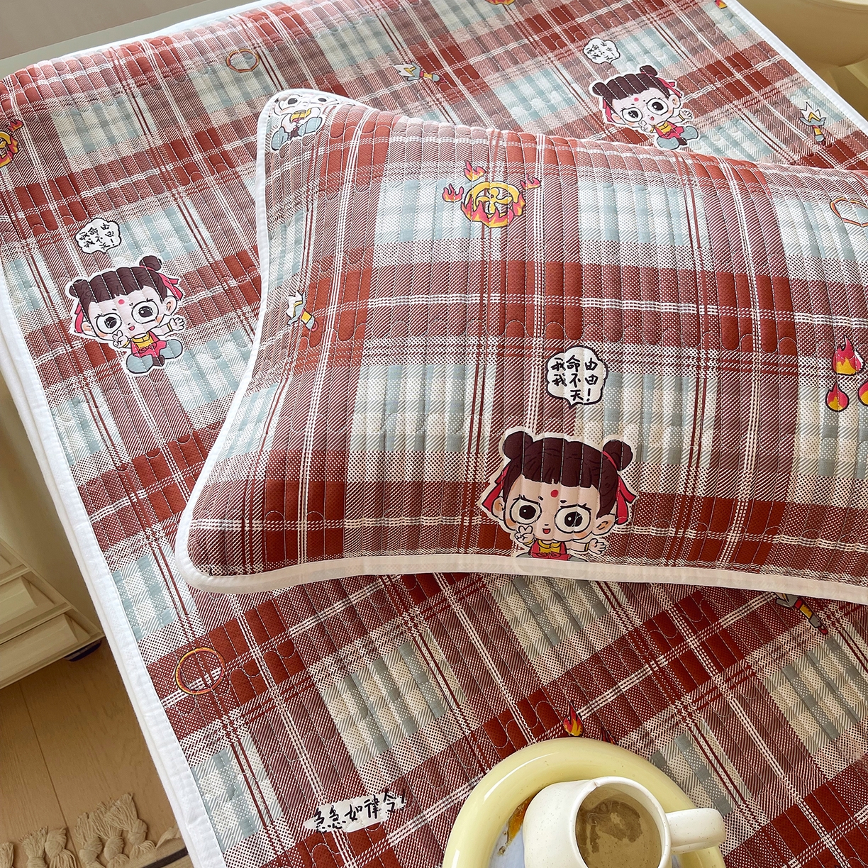 91家纺网 家纺一手货源 找家纺 金鑫汇家纺2025新款A类学生宿舍枕套系列单品 传奇哪吒·棕