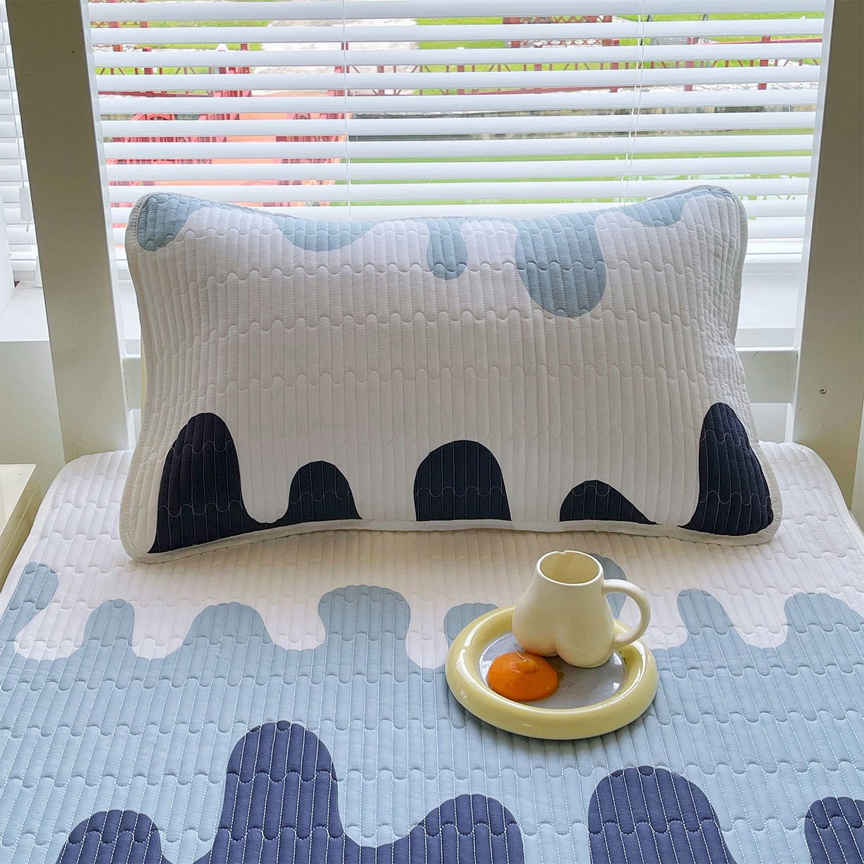 金鑫汇家纺2025新款A类学生宿舍枕套系列单品 奶油蓝