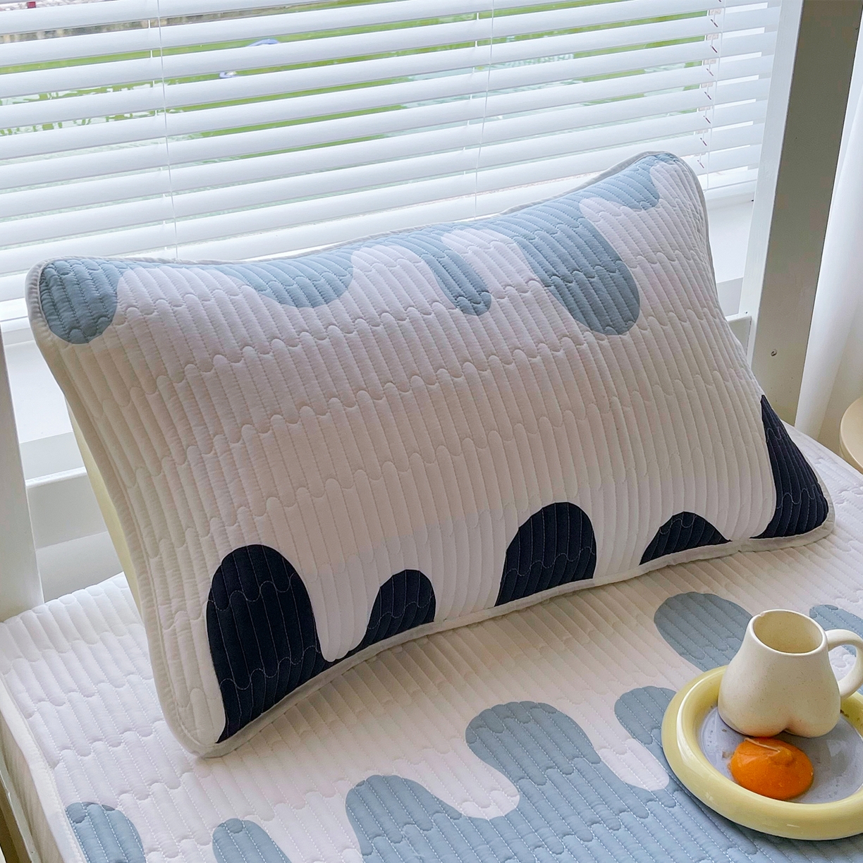 91家纺网 家纺一手货源 找家纺 金鑫汇家纺2025新款A类学生宿舍枕套系列单品 奶油蓝