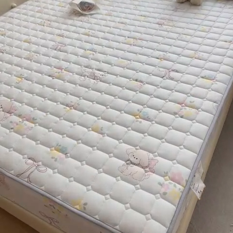 91家纺网 家纺一手货源 找家纺 雯豆家纺 2025四季款新品夹棉床笠三件套水洗棉磨毛小清新印花床垫保护套 布丁狗