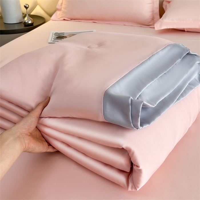 91家纺网 家纺一手货源 找家纺 蕾诺家纺 2025新款水洗真丝夏被纯色宽边夏被 水洗真丝-胭脂粉