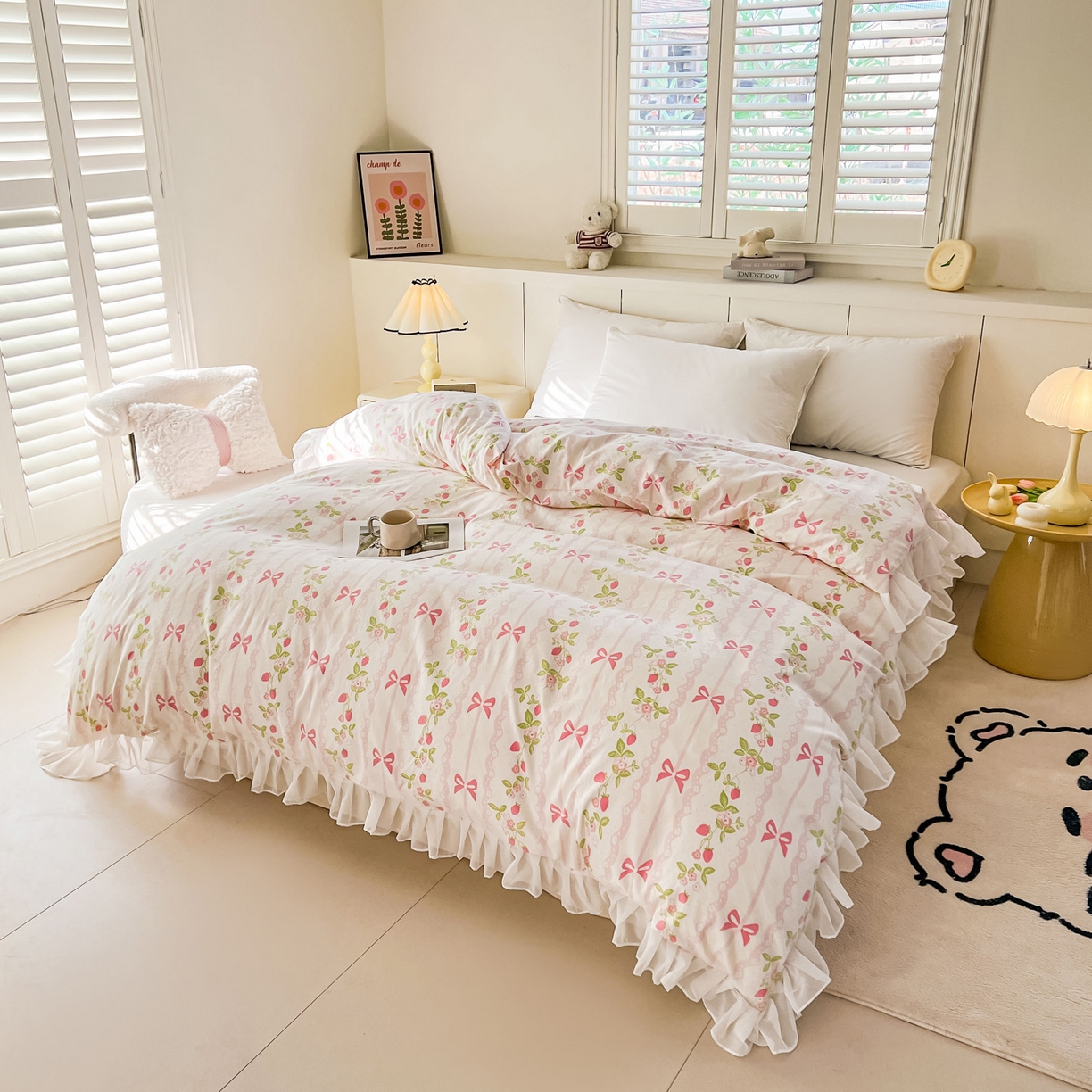 91家纺网 家纺一手货源 找家纺 眠势力 2025新款韩版花边夹棉床笠单件公主风四季款床垫保护套床罩 微风