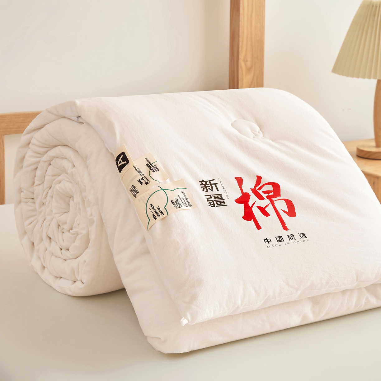 91家纺网 家纺一手货源 找家纺 （总）熙宴家纺 2025新款水洗棉100%新疆棉花被学生床--月光白