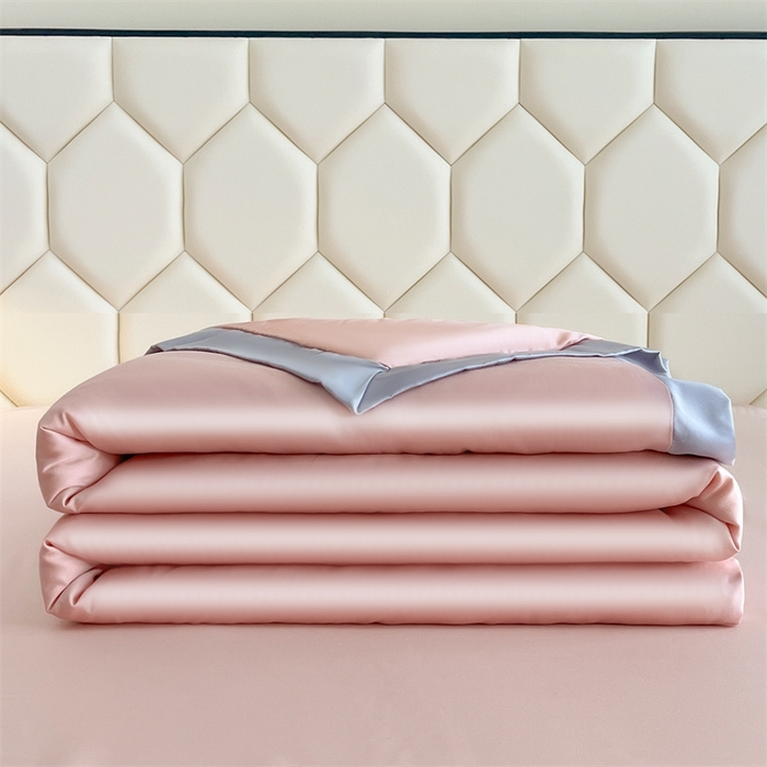 91家纺网 家纺一手货源 找家纺 蕾诺家纺 2025新款水洗真丝夏被纯色宽边夏被 水洗真丝-胭脂粉