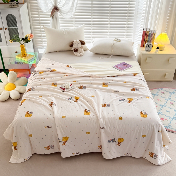 91家纺网 家纺一手货源 找家纺 彩象树家纺 2025新款猫和老鼠系列凉感夏被被子被芯 奶酪大盗