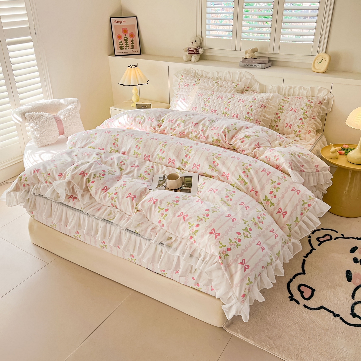 91家纺网 家纺一手货源 找家纺 （总）眠势力 2025新款韩版花边夹棉床笠单件公主风四季款床垫保护套床罩