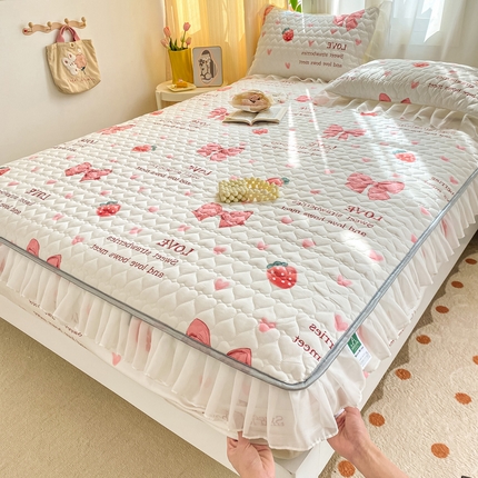 91家纺网 家纺一手货源 找家纺 （总）眠势力 2025新款韩版花边夹棉床笠单件公主风四季款床垫保护套床罩