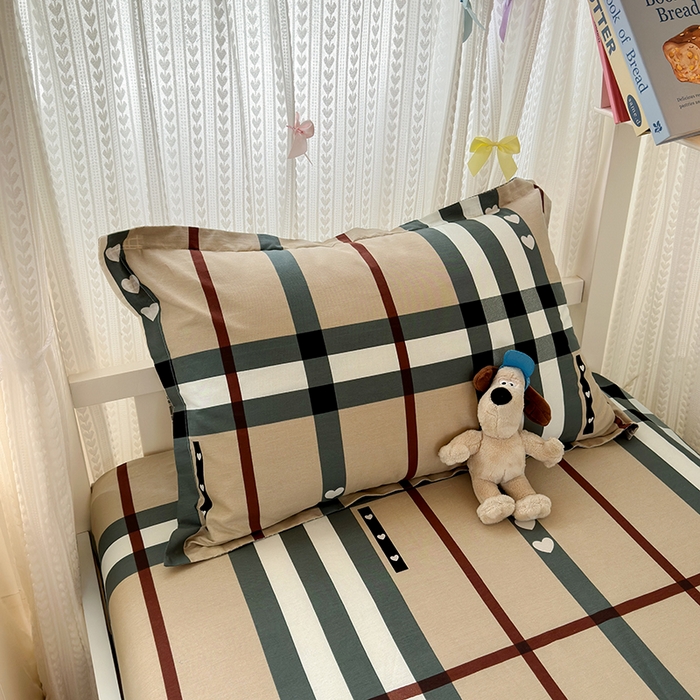 91家纺网 家纺一手货源 找家纺 拾物记 2025新款A类棉学生床笠第二批 格调心情-咖