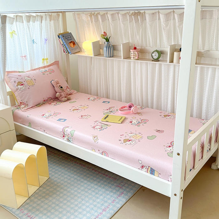 91家纺网 家纺一手货源 找家纺 拾物记 2025新款A类棉学生床笠第二批 彩虹喵