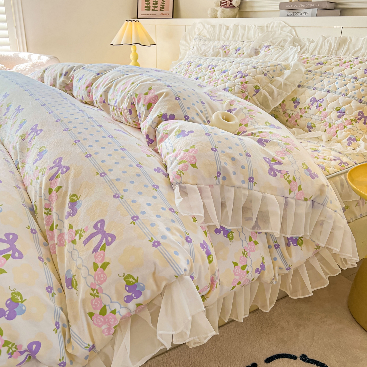 91家纺网 家纺一手货源 找家纺 眠势力 2025新款韩版花边夹棉床笠单件公主风四季款床垫保护套床罩 半旧时光