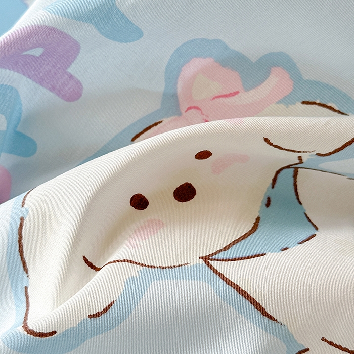 91家纺网 家纺一手货源 找家纺 拾物记 2025新款A类棉学生床笠第二批 椰蓉摩卡-蓝