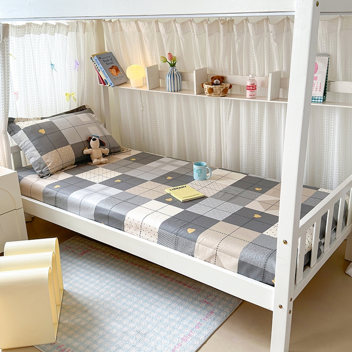 91家纺网 家纺一手货源 找家纺 拾物记 2025新款A类棉学生床笠第二批 积木电台-咖