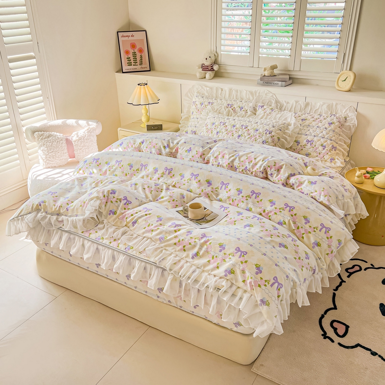 91家纺网 家纺一手货源 找家纺 眠势力 2025新款韩版花边夹棉床笠单件公主风四季款床垫保护套床罩 半旧时光