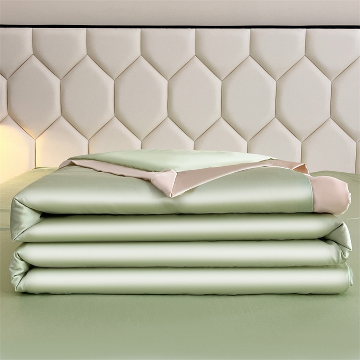 91家纺网 家纺一手货源 找家纺 蕾诺家纺 2025新款水洗真丝夏被纯色宽边夏被 水洗真丝-嫩芽绿