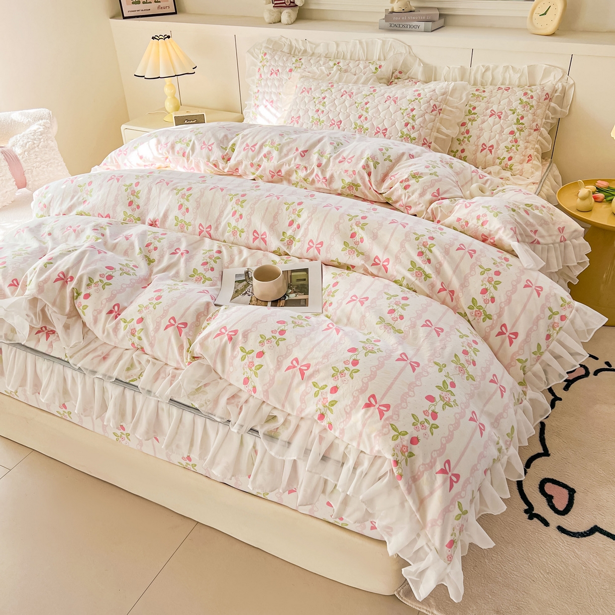 91家纺网 家纺一手货源 找家纺 眠势力 2025新款韩版花边夹棉床笠单件公主风四季款床垫保护套床罩 微风