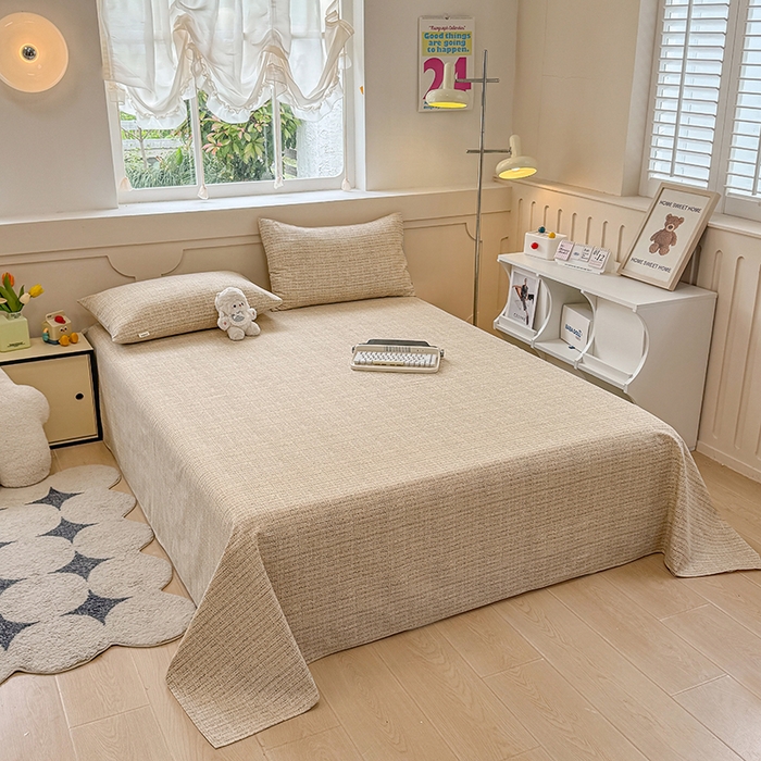 91家纺网 家纺一手货源 找家纺 爱彼家纺  2025新款锦柔老粗布席子凉席床单热卖花型 明沙