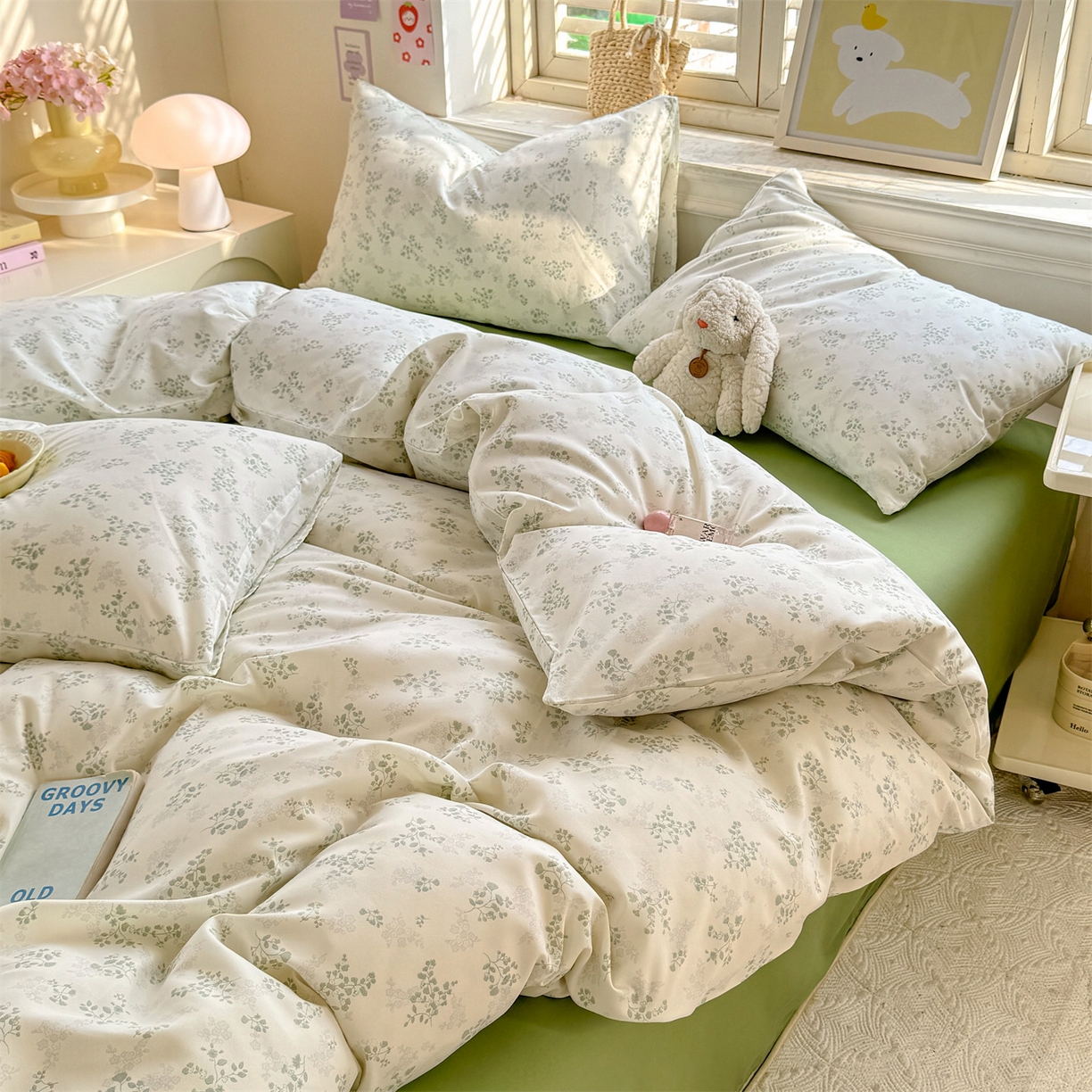 91家纺网 家纺一手货源 找家纺 多品家纺 2025新款超柔双层纱水洗棉单被套 翠微