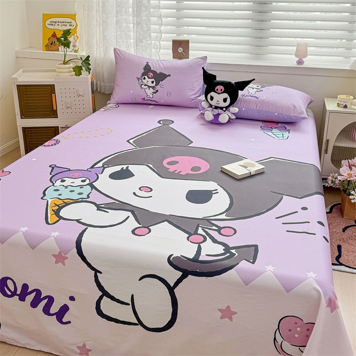 91家纺网 家纺一手货源 找家纺 （总）名兮家居 2024新款三丽鸥133*72大版全棉数码印花床单 【含防伪标】