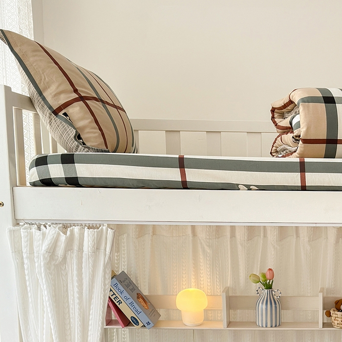 91家纺网 家纺一手货源 找家纺 拾物记 2025新款A类棉学生床笠第二批 格调心情-咖