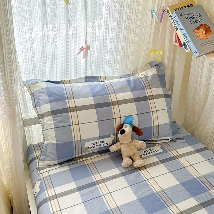 91家纺网 家纺一手货源 找家纺 拾物记 2025新款A类棉学生床笠第二批 绅士品格-蓝